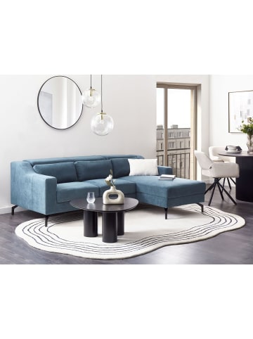 Beliani Ecksofa GLOSLI in Blau/Schwarz - (W) 220 x (H) 94 x (L) 157 cm