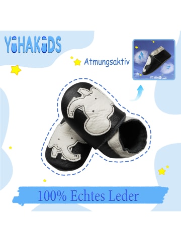 Yihakids Baby Krabbelschuhe aus Leder, weiche Lauflernschuhe mit rutschfester Sohle