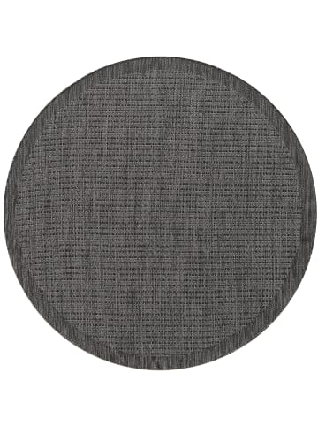 KADIMA DESIGN Teppich Outdoor Flachgewebe Uni-Farbe Polypropylen Balkon in Schwarz