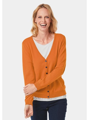 GOLDNER Kurzgröße:  Strickjacke Hochwertige Strickjacke in safran
