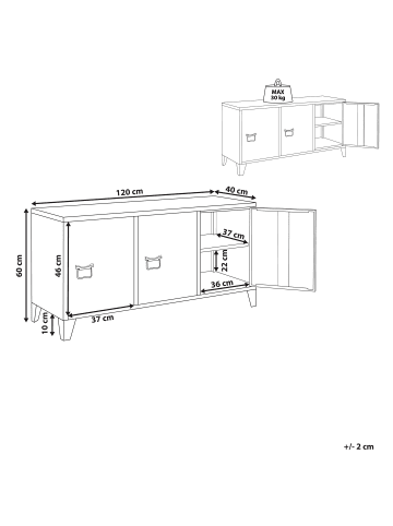 Beliani Büroschrank CARDIFF in Braun - (W) 120 x (H) 60 x (L) 40 cm