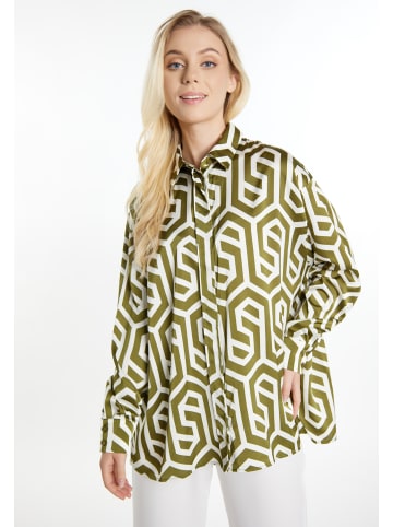 DreiMaster Damen Hemdbluse in Wollweiss Oliv