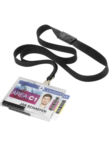 Durable Kartenhalter Push Box 54x87mm für 2 Karten Packung mit 10 Stück mit Textilband