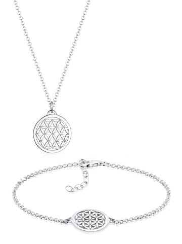 Elli Schmuckset 925 Sterling Silber Lebensblume in Silber