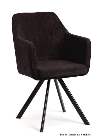 58 aufm Kessel ARMLEHNSTUHL drehbar (8er-Set) Devka 57x87x60 Schwarz/Espresso