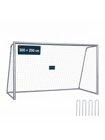 relaxdays Fußballtor "ohne Torwand" in Grau - (B)300 x (H)200 x (T)120 cm