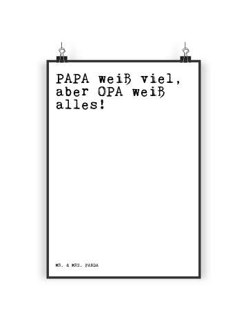 Mr. & Mrs. Panda Kunstdruck PAPA weiß viel, aber... mit Spruch in Weiß