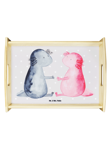 Mr. & Mrs. Panda Serviertablett Axolotl Liebe ohne Spruch in Grau Pastell