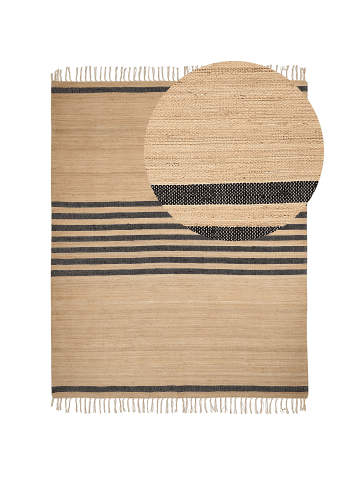 Beliani Geflochtener Teppich ERICEK in Beige/Schwarz - (W) 300 x (L) 400 cm