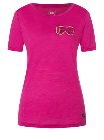 super.natural Merino T-Shirt W GOGGLE TEE in fuchsia