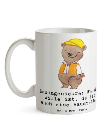 Mr. & Mrs. Panda Tasse mit Motiv Bauingenieur Wille mit Spruch in Weiß