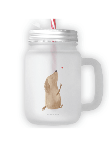 Mr. & Mrs. Panda Trinkglas Mason Jar Hund Liebe ohne Spruch in Transparent
