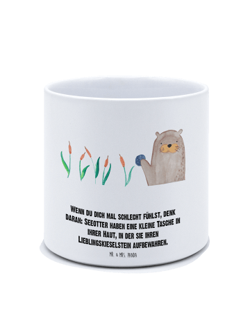 Mr. & Mrs. Panda Pflanztopf Groß Otter Stein mit Spruch in Weiß