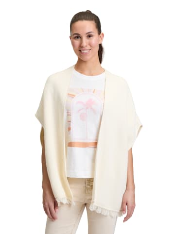 CARTOON Strick-Poncho mit Stickerei in Patch Cream/Red