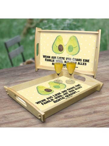 Mr. & Mrs. Panda Sofa Tablett Avocado Pärchen mit Spruch in Gelb Pastell