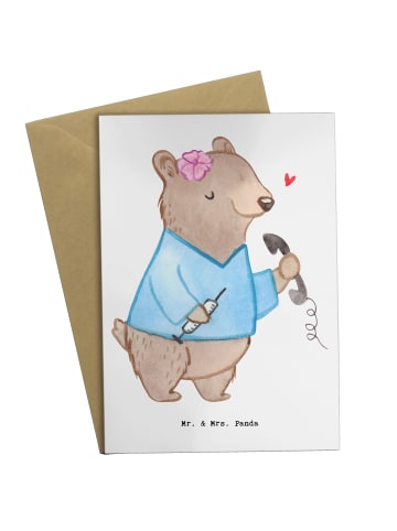 Mr. & Mrs. Panda Grußkarte Arzthelferin Herz ohne Spruch in Weiß