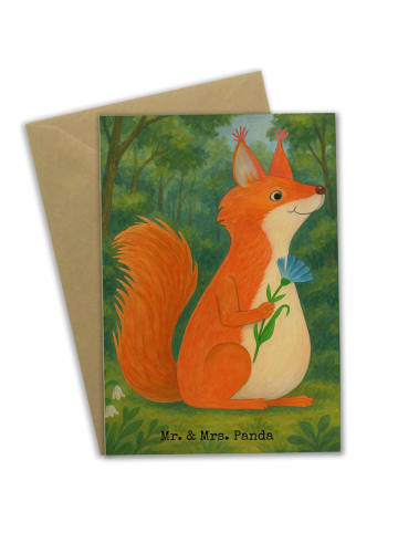 Mr. & Mrs. Panda Grußkarte Eichhörnchen Blume Design ohne Spruch in Weiß