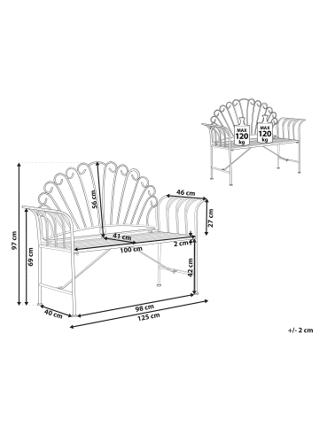 Beliani Gartenbank CAVINIA in Blau - (W) 125 x (H) 97 x (L) 46 cm