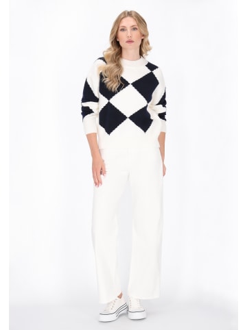 DreiMaster Women Sweater in offwhite dark navy