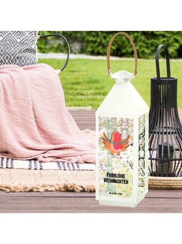 Mr. & Mrs. Panda Kerzenlaterne Rotkehlchen Weihnachten mit Spruch in Transparent