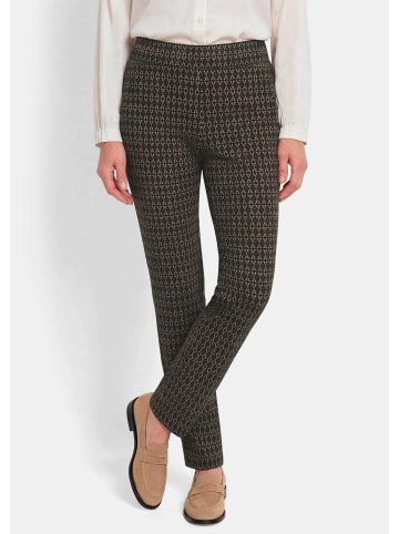 GOLDNER Jerseyhose CARLA mit Minimal Print in schwarz / beige / gemustert