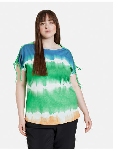 SAMOON T-Shirt Kurzarm Rundhals in New Green gemustert