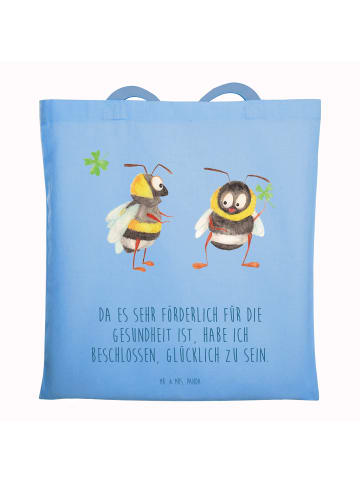 Mr. & Mrs. Panda Shopping Bag Hummeln Kleeblatt mit Spruch in Sky Blue