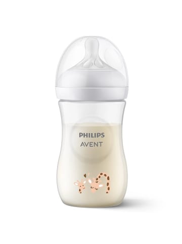 Philips Avent PP-Flasche Natural Response 260ml + Silikon-Sauger in weiss,motiv