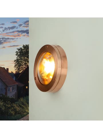 Licht-Erlebnisse Außen Wandlampe Ø 14 x (H)14 cm in Kupfer