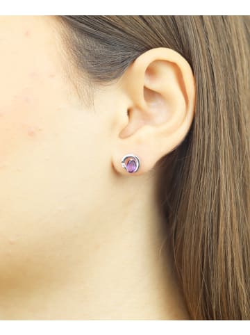 Diamant L'éternel Ohrringe aus 585 Weißgold mit 0.8 Karat Diamant mit Amethyst