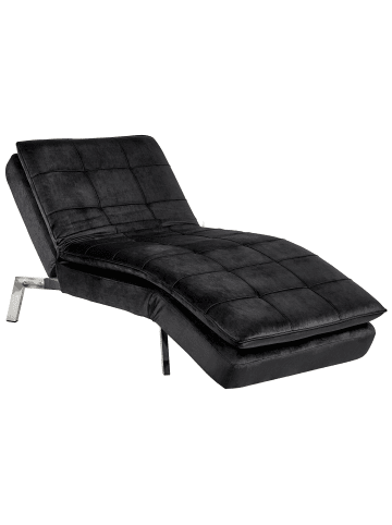 Beliani Chaiselongue LOIRET in Schwarz/Silber - (W) 179 x (H) 93 x (L) 76 cm