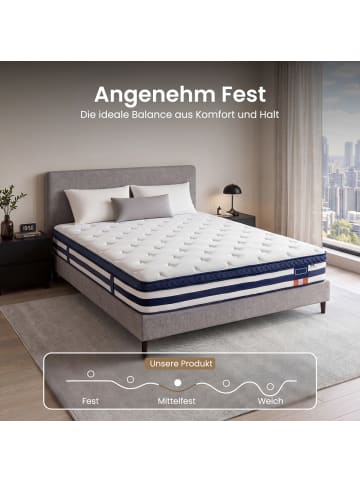 VASAGLE Taschenfederkernmatratze Mosey in Weiß - (B)180 x (H)25 x (T)200 cm