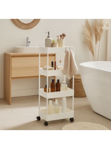 relaxdays Rollwagen in Weiß - (B)40 x (H)93 x (T)22 cm