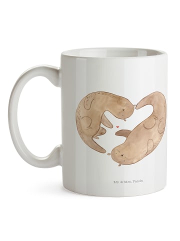 Mr. & Mrs. Panda Tasse Otter Herz ohne Spruch in Weiß