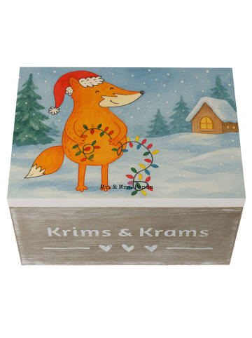 Mr. & Mrs. Panda Holzkiste Fuchs Weihnachten Design ohne Spruch in Weiß