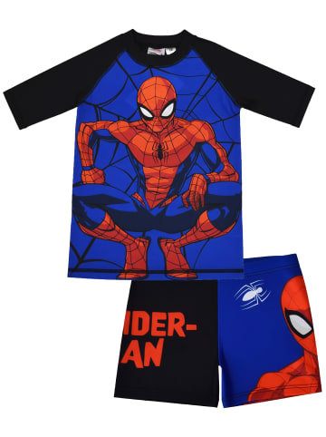 Marvel Marvel Spiderman Schwimmset UV-Schutz 30 Badeanzug kurzarm Shirt in blau/schwarz