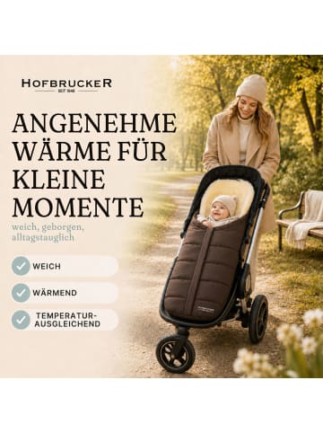 Hofbrucker Lammfell-Fußsäckchen Leni für Babyschale und Kinderwagen in Braun