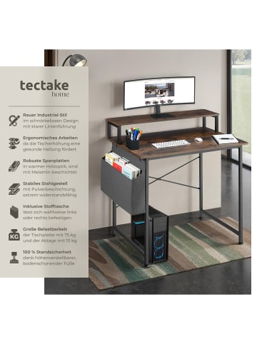tectake Schreibtisch Thornton 120 x 60 x 110 cm, Industrial Holz dunkel, rustikal