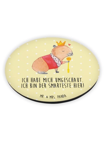 Mr. & Mrs. Panda Rund Magnet Capybara König mit Spruch in Gelb Pastell
