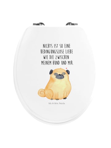 Mr. & Mrs. Panda WC Brille Mops mit Spruch in Weiß