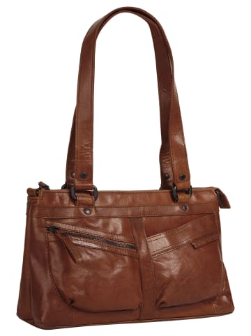 SPIKES & SPARROW Handtasche echt Leder in cognac