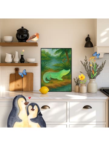 Mr. & Mrs. Panda Bild Krokodil Design ohne Spruch in Weiß