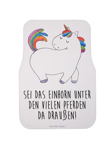 Mr. & Mrs. Panda Fußmatte Fürs Auto Einhorn Stolzieren mit Spruch in Weiß