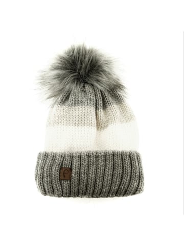 Faera Mütze mit Innenfutter im Herbst oder Winter Bommel-Mütze in Grau