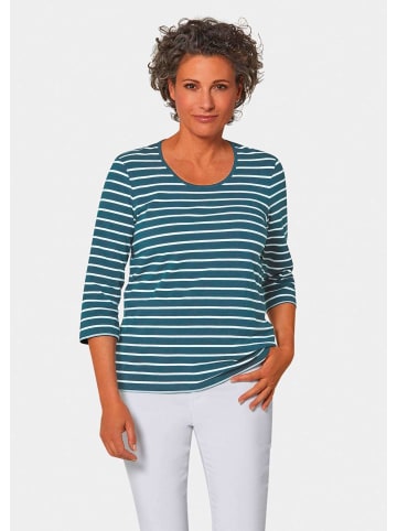 GOLDNER Buntgewirktes Ringelshirt in dunkelpetrol / weiß / geringelt