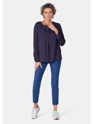 GOLDNER Bluse Figurschmeichelnde Schlupfbluse mit modischer Kragenverarbeitung in marine