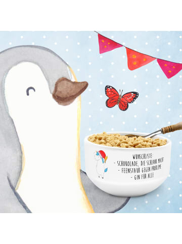 Mr. & Mrs. Panda Müslischale Einhorn Weihnachtsmann mit Spruch in Weiß