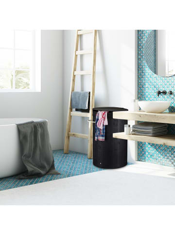 relaxdays 3 x Wäschekorb in Schwarz - (H)63 x Ø40 cm