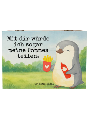 Mr. & Mrs. Panda Kiste Pinguin Pommes Design mit Spruch in Weiß