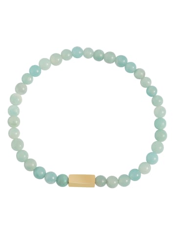 Adeliás Damen Edelstahl Armband Kugelarmband mit Perle und Amazonit in grün